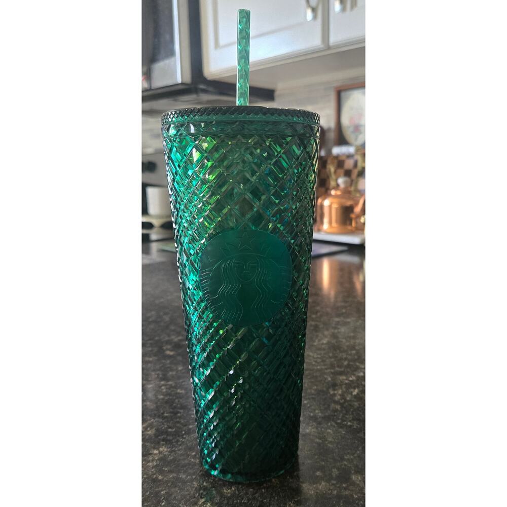 Starbucks Emerald Green Jeweled Studded Venti Tumbler 24 oz 2022 Cold Cup